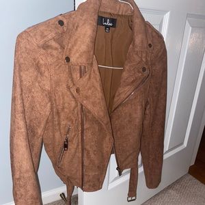 Lulus Brown Velvet Moto Jacket